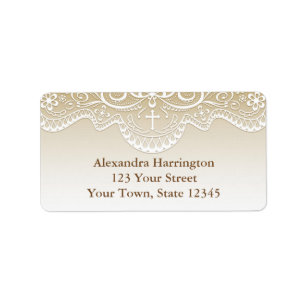 Gold mit Spitzen, Kreuz, religiös Adressaufkleber