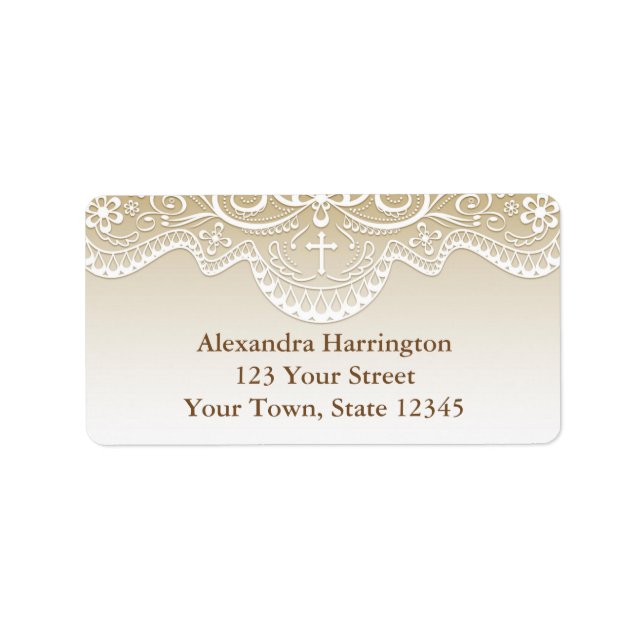Gold mit Spitzen, Kreuz, religiös Adressaufkleber (Vorne)