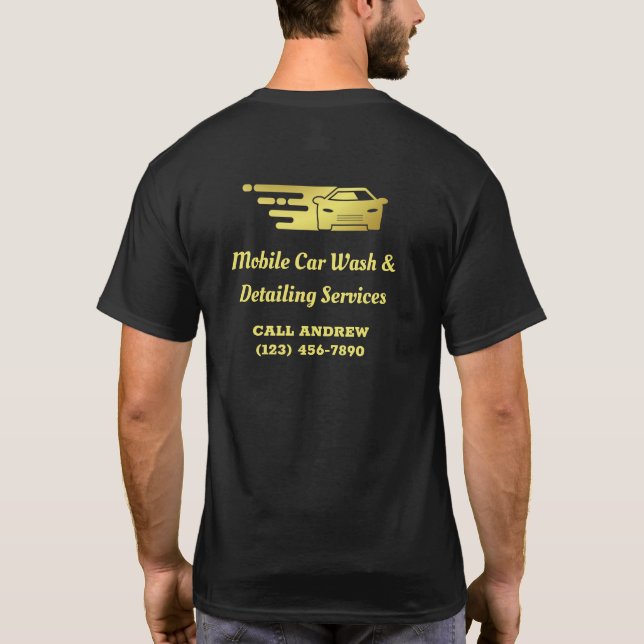 Gold Mobile Auto Wash Detwerbung T-Shirt (Rückseite)