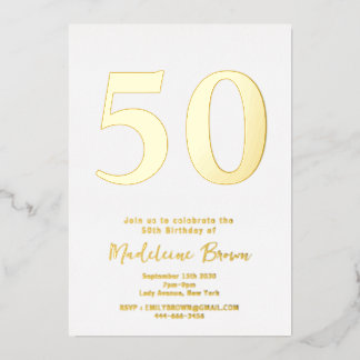 Gold Modern 50. Geburtstag Folieneinladung