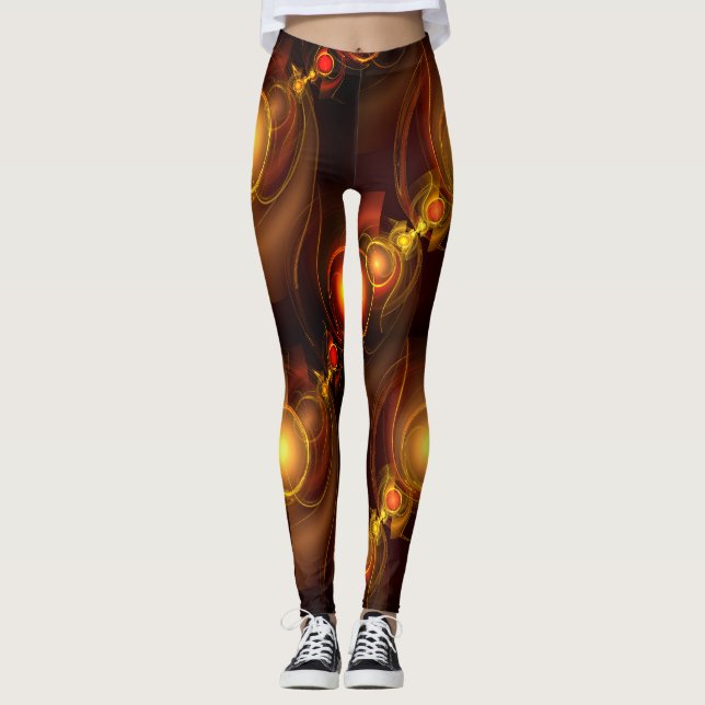 Gold Modern Boho Elegant Abstract Art Pattern #501 Leggings (Vorderseite)