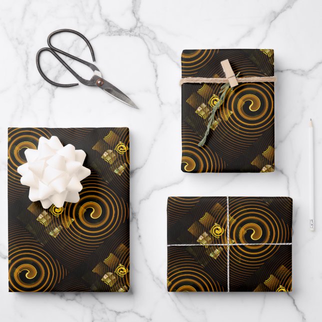 Gold Modern Boho Elegant Abstract Art Pattern #502 Geschenkpapier Set (Vorderseite)
