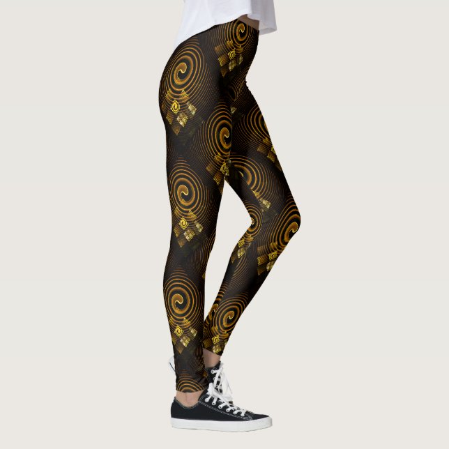 Gold Modern Boho Elegant Abstract Art Pattern #502 Leggings (Rechts)