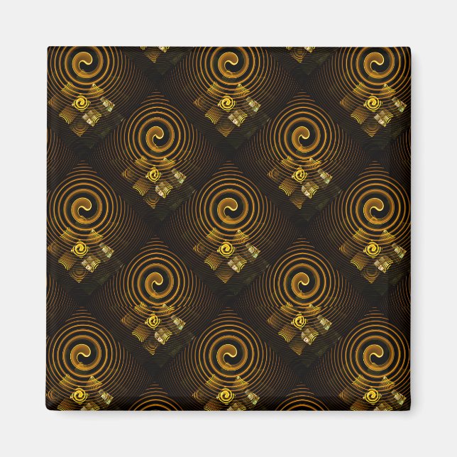 Gold Modern Boho Elegant Abstract Art Pattern #502 Magnet (Vorne)