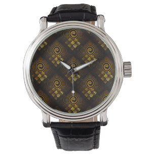 Gold Modern Boho Elegantes abstraktes Kunstmuster Armbanduhr
