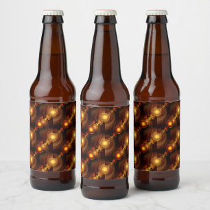 Gold Modern Boho Elegantes abstraktes Kunstmuster Bierflaschenetikett