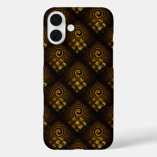 Gold Modern Boho Elegantes abstraktes Kunstmuster iPhone 16 Plus Hülle