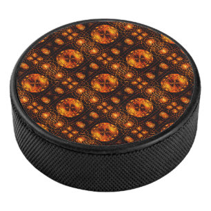 Gold Modern Boho Elegantes abstraktes Kunstmuster Eishockey Puck