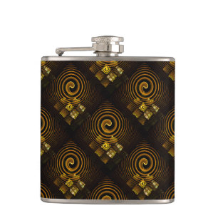 Gold Modern Boho Elegantes abstraktes Kunstmuster  Flachmann
