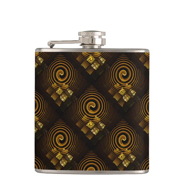 Gold Modern Boho Elegantes abstraktes Kunstmuster  Flachmann (Vorderseite)