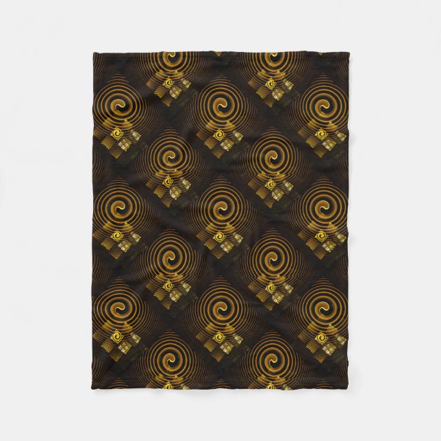 Gold Modern Boho Elegantes abstraktes Kunstmuster  Fleecedecke (Vorderseite)