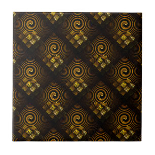 Gold Modern Boho Elegantes abstraktes Kunstmuster  Fliese
