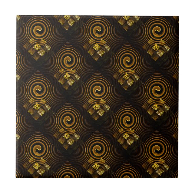 Gold Modern Boho Elegantes abstraktes Kunstmuster  Fliese (Vorderseite)
