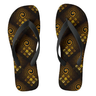 Gold Modern Boho Elegantes abstraktes Kunstmuster  Flip Flops