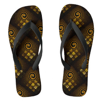 Gold Modern Boho Elegantes abstraktes Kunstmuster Flip Flops