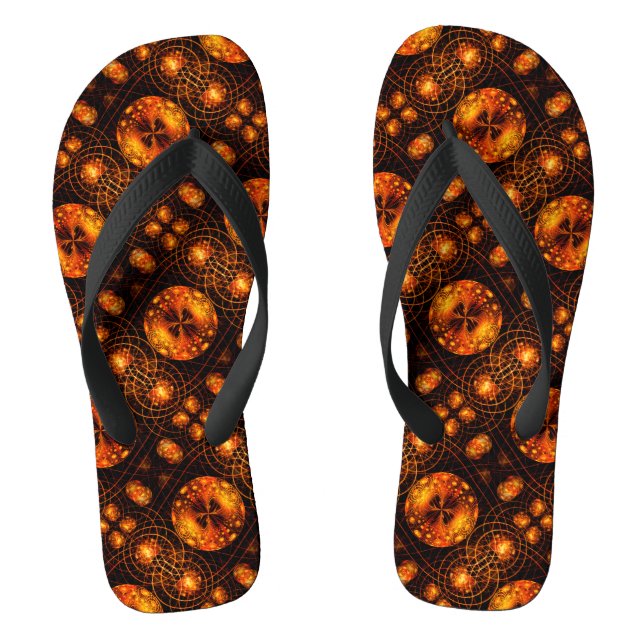 Gold Modern Boho Elegantes abstraktes Kunstmuster  Flip Flops (Fußbett)