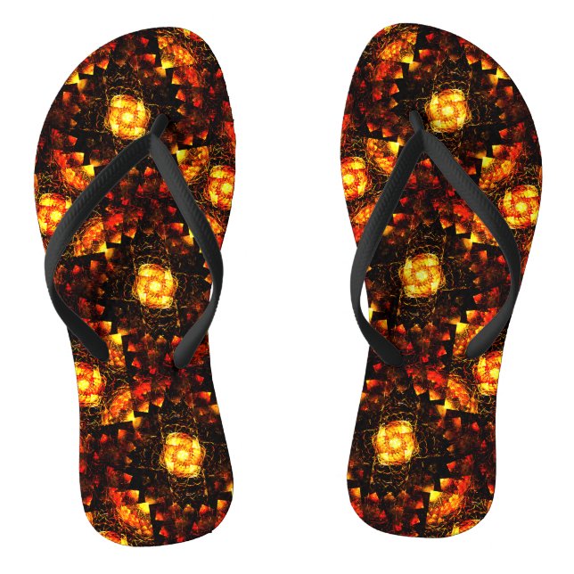 Gold Modern Boho Elegantes abstraktes Kunstmuster  Flip Flops (Fußbett)