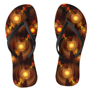 Gold Modern Boho Elegantes abstraktes Kunstmuster Flip Flops