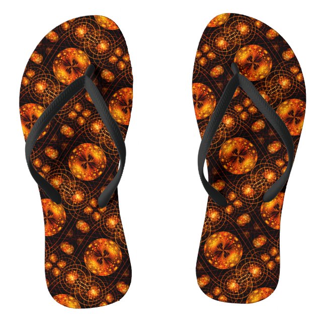 Gold Modern Boho Elegantes abstraktes Kunstmuster  Flip Flops (Fußbett)