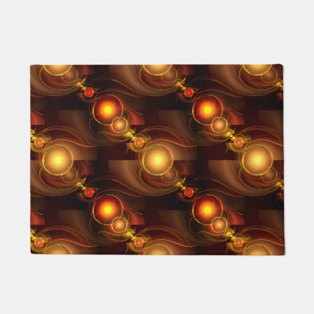 Gold Modern Boho Elegantes abstraktes Kunstmuster  Fußmatte (Vorderseite)