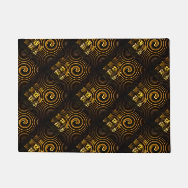 Gold Modern Boho Elegantes abstraktes Kunstmuster  Fußmatte (Vorderseite)