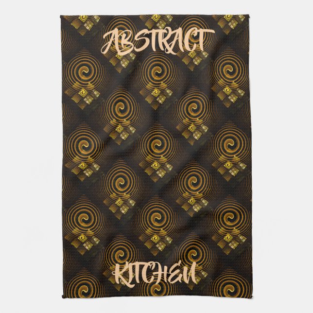 Gold Modern Boho Elegantes abstraktes Kunstmuster  Geschirrtuch (Vertikal)