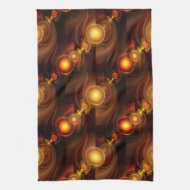 Gold Modern Boho Elegantes abstraktes Kunstmuster  Geschirrtuch (Vertikal)