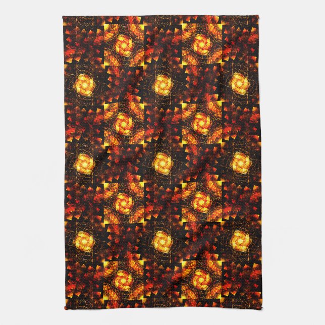 Gold Modern Boho Elegantes abstraktes Kunstmuster  Geschirrtuch (Vertikal)