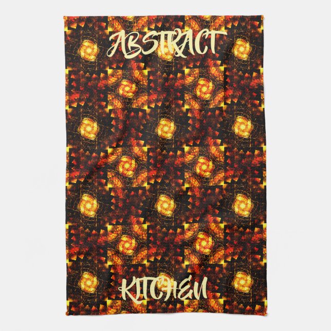 Gold Modern Boho Elegantes abstraktes Kunstmuster  Geschirrtuch (Vertikal)