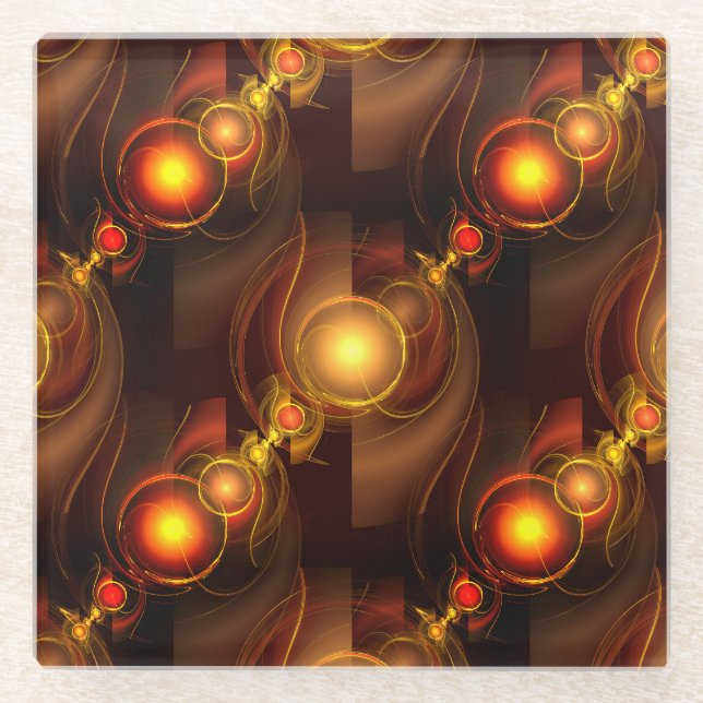Gold Modern Boho Elegantes abstraktes Kunstmuster  Glasuntersetzer (Vorderseite)