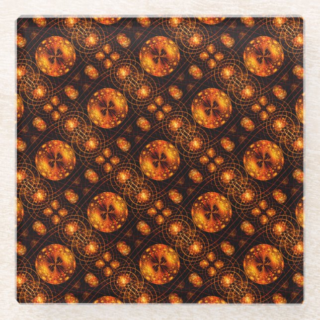 Gold Modern Boho Elegantes abstraktes Kunstmuster  Glasuntersetzer (Vorderseite)