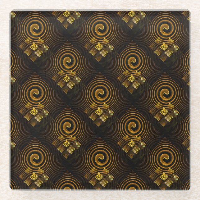 Gold Modern Boho Elegantes abstraktes Kunstmuster  Glasuntersetzer (Vorderseite)