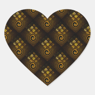 Gold Modern Boho Elegantes abstraktes Kunstmuster  Herz-Aufkleber
