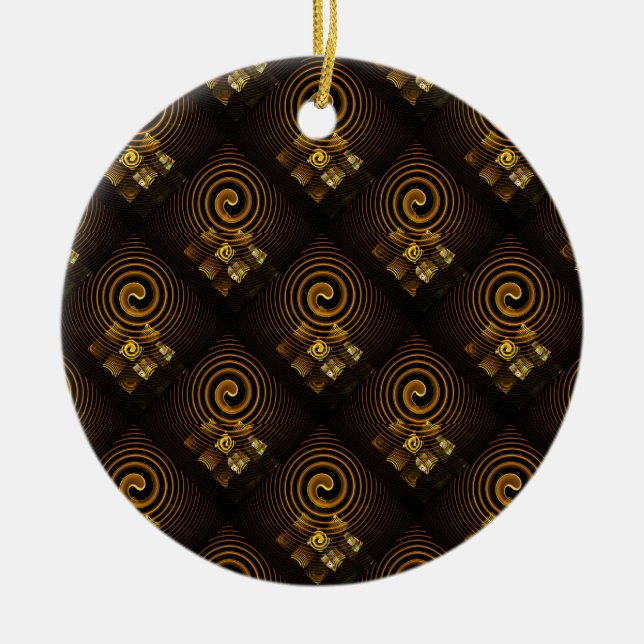 Gold Modern Boho Elegantes abstraktes Kunstmuster  Keramik Ornament (Vorne)