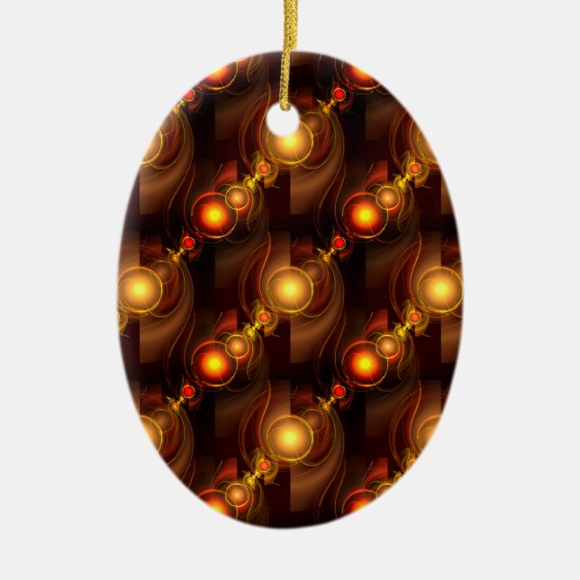 Gold Modern Boho Elegantes abstraktes Kunstmuster  Keramik Ornament (Vorne)