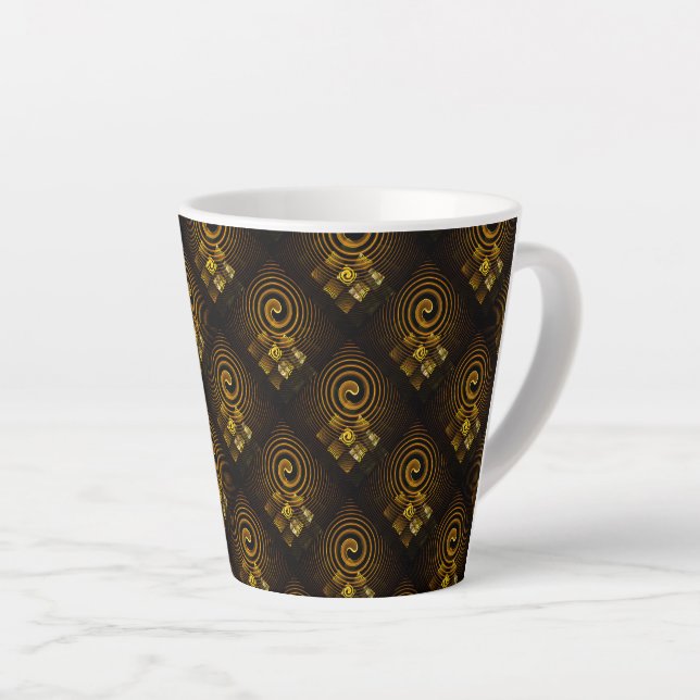 Gold Modern Boho Elegantes abstraktes Kunstmuster  Milchtasse (Rechte Ecke)