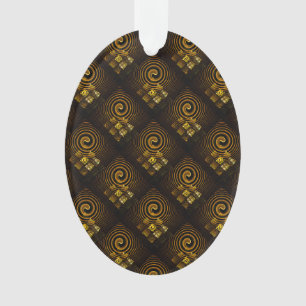 Gold Modern Boho Elegantes abstraktes Kunstmuster Ornament