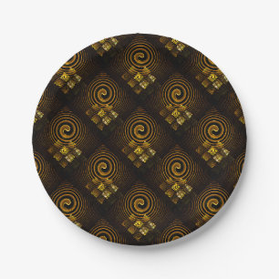 Gold Modern Boho Elegantes abstraktes Kunstmuster  Pappteller