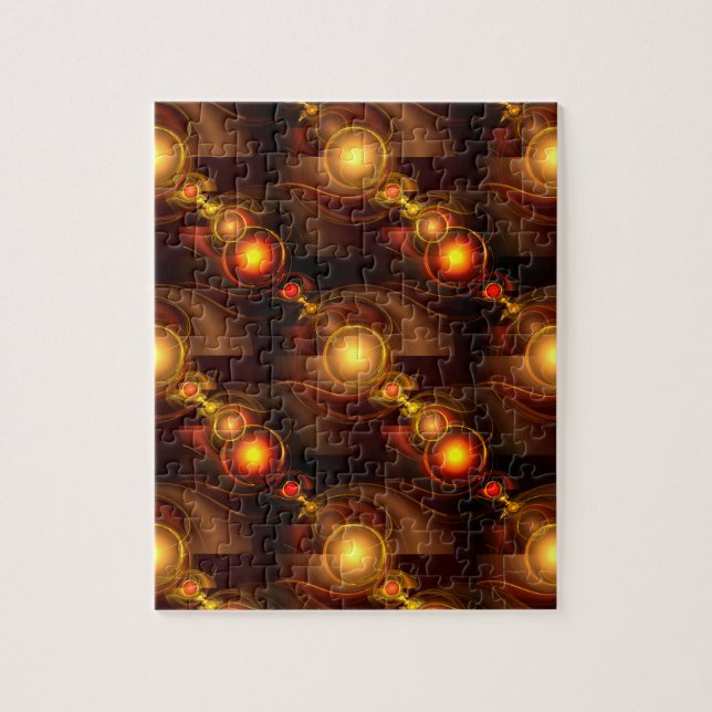 Gold Modern Boho Elegantes abstraktes Kunstmuster  Puzzle (Vertikal)