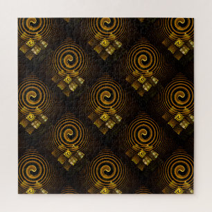 Gold Modern Boho Elegantes abstraktes Kunstmuster Puzzle