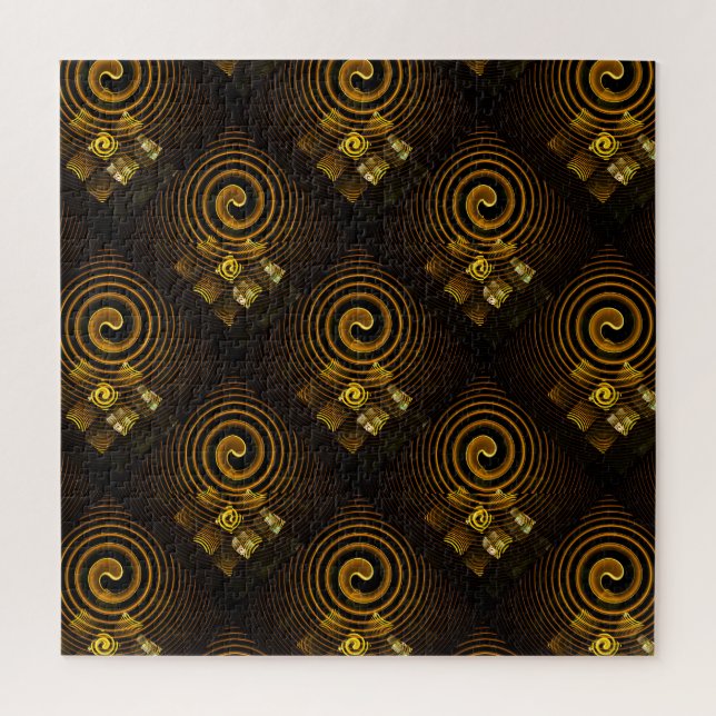 Gold Modern Boho Elegantes abstraktes Kunstmuster  Puzzle (Vertikal)