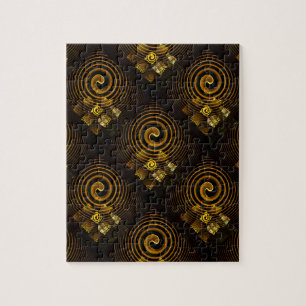 Gold Modern Boho Elegantes abstraktes Kunstmuster  Puzzle