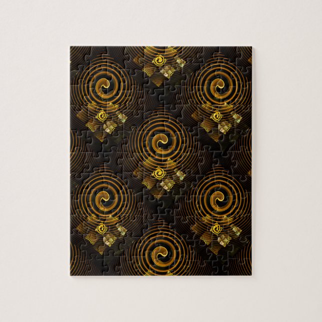Gold Modern Boho Elegantes abstraktes Kunstmuster  Puzzle (Vertikal)