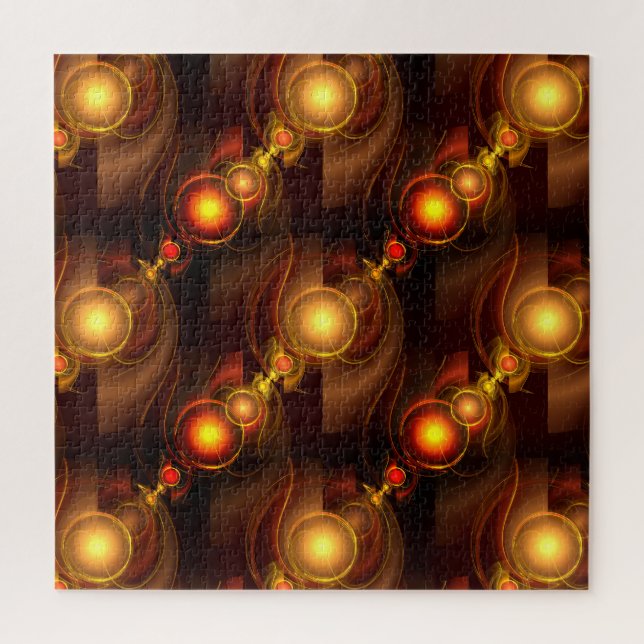 Gold Modern Boho Elegantes abstraktes Kunstmuster  Puzzle (Vertikal)