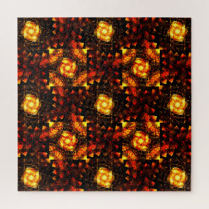 Gold Modern Boho Elegantes abstraktes Kunstmuster  Puzzle