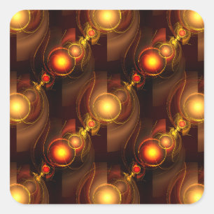 Gold Modern Boho Elegantes abstraktes Kunstmuster Quadratischer Aufkleber