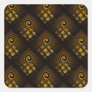 Gold Modern Boho Elegantes abstraktes Kunstmuster  Quadratischer Aufkleber