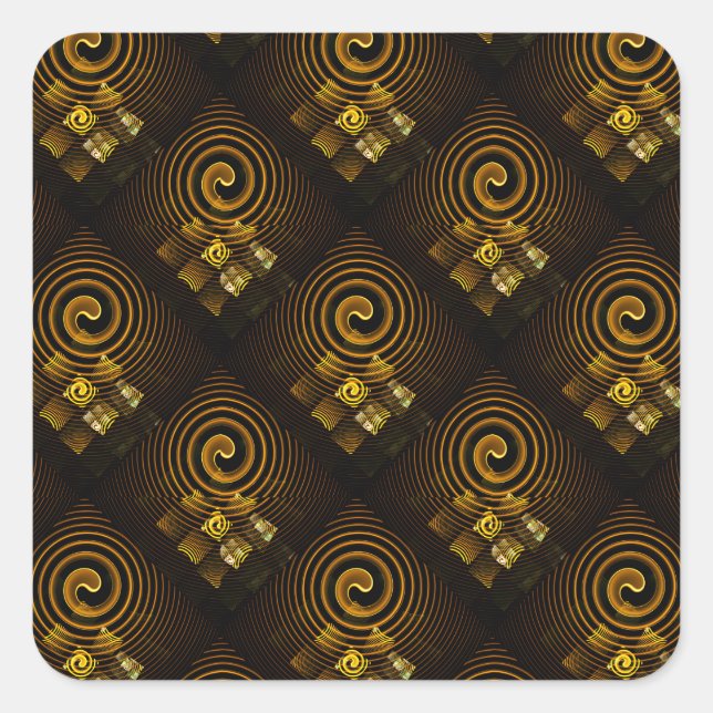 Gold Modern Boho Elegantes abstraktes Kunstmuster  Quadratischer Aufkleber (Vorderseite)