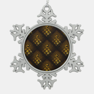 Gold Modern Boho Elegantes abstraktes Kunstmuster Schneeflocken Zinn-Ornament