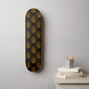 Gold Modern Boho Elegantes abstraktes Kunstmuster Skateboard